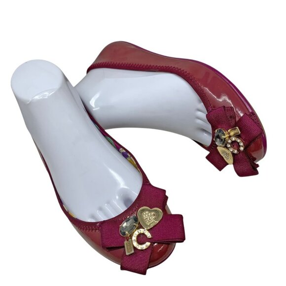 Coach Poppy Caper Magenta Patent Leather Embellished Ballet Flats‎ - Picture 1 of 13